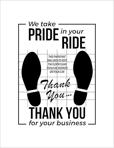 Thank-you service floor mat for car maintenance and detailing workshops, promoting cleanliness and customer care. Better Floor Mats for Cars help protect vehicle interiors from dirt, dust, and footprints during servicing.